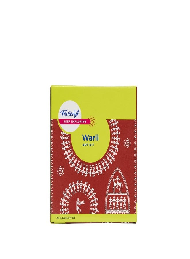 Fevicryl Warli Mini Art Kit | All-Inclusive DIY Kit of Wooden Plank with Hook, Acrylic Colours, Brush | for Artists, Students, Hobbyists & Gifting | Ideal for Age 14 +